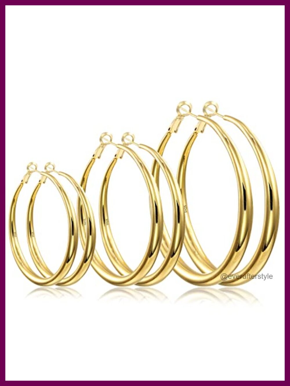Sterling Silver Hoop Earrings 14K Real Gold Plated Hypoallergenic Lightweight